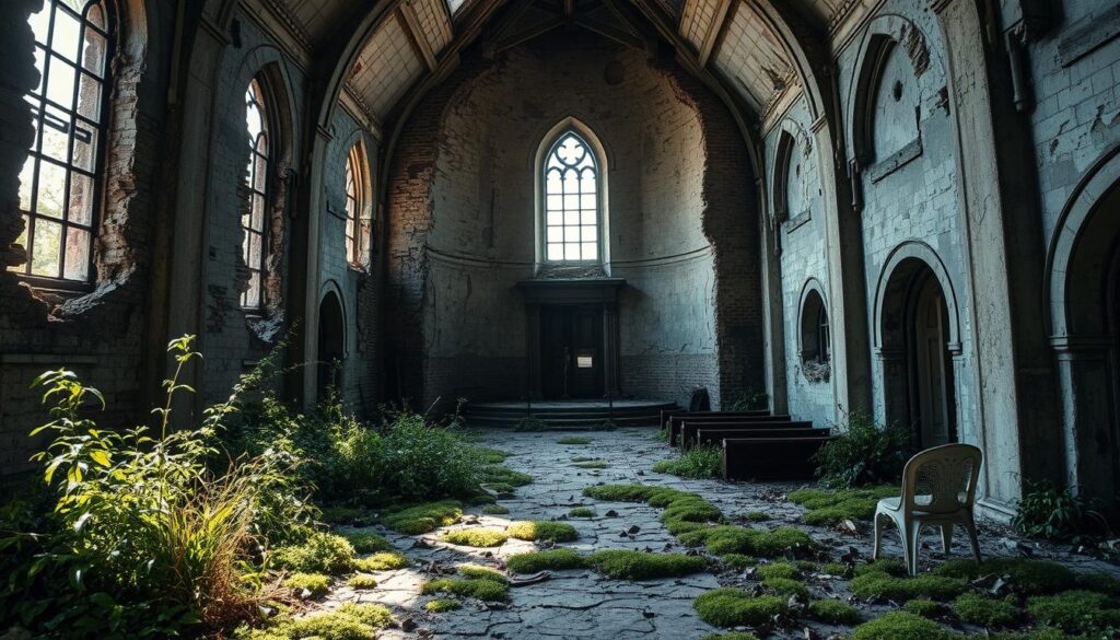 church walls cracked floors